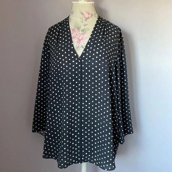 NYDJ Tops - NYDJ sheer polka dot top size Large